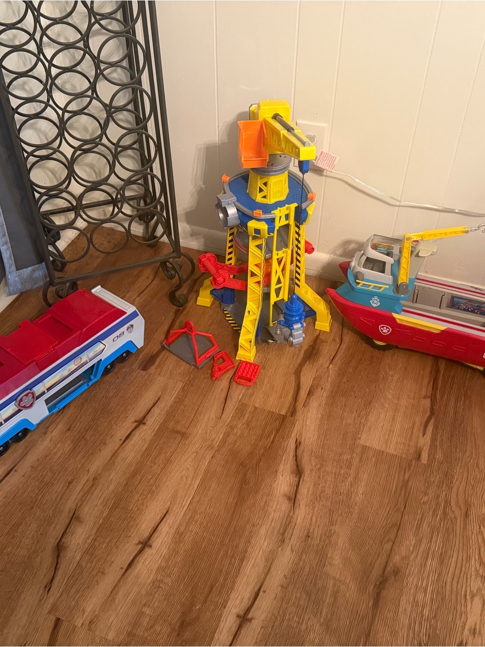 Paw Patrol Yellow, Blue & Red Rescue Tower Playset with Boat & Vehicle